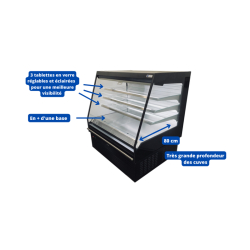 Vitrine réfrigérée semi-verticale 3 niveaux MILANO PLUS - EORI-SV-1330 et EORI-SV-1955 - 3 + base - LED - -1°C à +7°C - EUROVITRINE