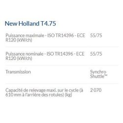 Tracteur agricole T4.75 - New Holland - 58 à 75 ch - moteur Common Rail - cabine deluxe VisionView™