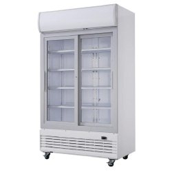 Vitrine réfrigérée 2 portes coulissantes 950 litres avec roulettes - gaz écologique r290