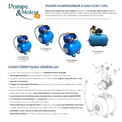 Pompe Surpresseur Eau 550W 3300 L/h - Réservoir 24L avec Manomètre et Pressostat - Pompe Auto-Amorçante PENTAX WATER CCM080