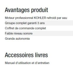 Power xp-k16h-alize groupe électrogène - kohler - tension de référence (v)	400/230