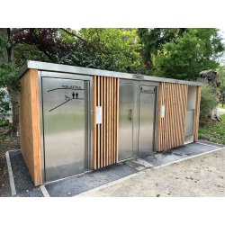 Cabine PMR avec deux cabines standard disponible en version manuelle, semi-automatique ou automatique - réf. 2061