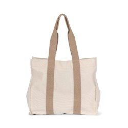 Grand sac shopping à soufflet recyclé - Kimood - Réf: KI5201 - Poche zippée et anses contrastées