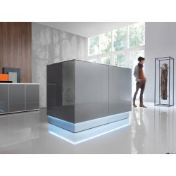 Banque d'accueil LINEA - Verre et lumière moderne, style minimaliste et modulaire