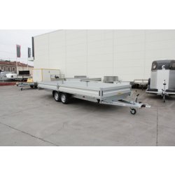 Remorque plateau Humbaur HN 256221 GR - 2 essieux, roues surbaissées, ridelles alu