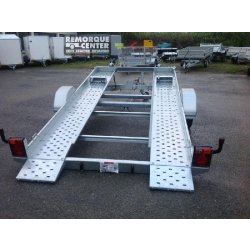 Porte voiture LIDER avec petites rampes - 1 essieu - PTAC: 1600 kg - 361 x 185 cm - Référence 39770