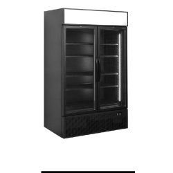 Vitrine réfrigérée noire - gamme FSC BLACK - 2 portes avec caisson lumineux - finition contemporaine et froid ventilé