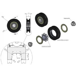 Galet nylon diamètre 50mm porte à déplacement latéral- spadone