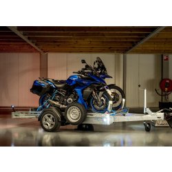 Remorque porte-moto abaissable TOHACO MO116/2815 ECO - suspensions pneumatiques - PTAC 1600 kg - 1 essieu freiné