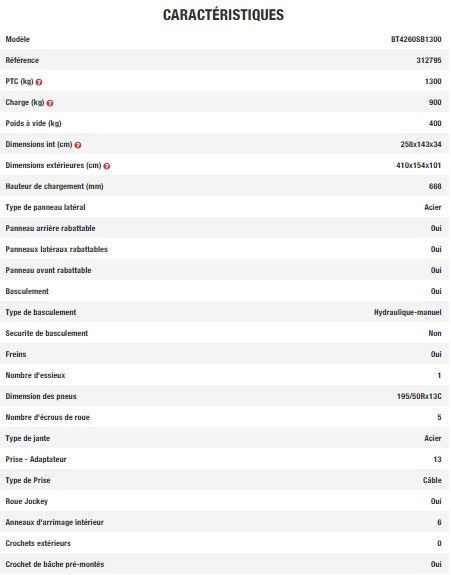 312795 - Bâche, filet et capot pour remorque Brenderup sp. Z o.O. - PTC 1300 kg - Benne basculante robuste avec plancher acier renforcé_5