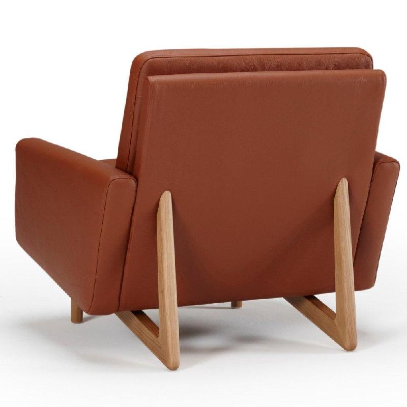 Fauteuil design scandinave EGSMARK - piétement en chêne clair - cuir cognac - rembourrage NOSAG_5