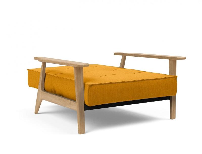 Fauteuil design convertible Innovation Living Splitback Frej Elegance Burned Curry - Lit 90x115 cm - Accoudoirs chêne clair_5