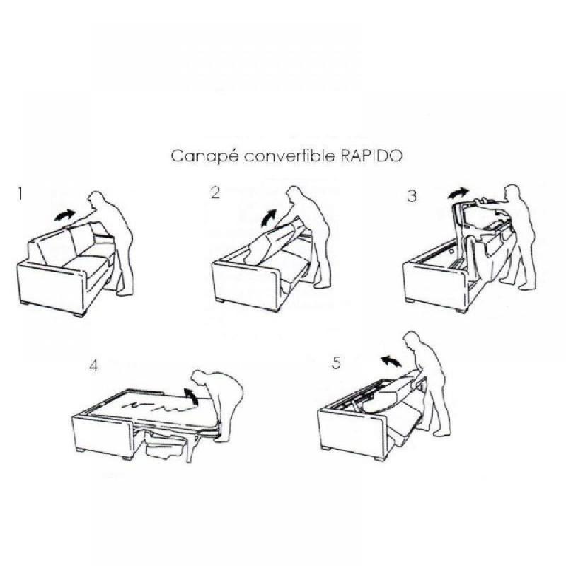 Canapé convertible express OSLO - 140 cm - Matelas 16 cm - Sommier métal - Tissu tweed gris graphite_5