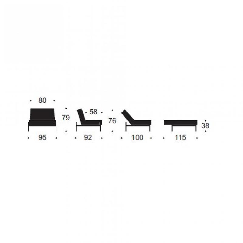 Innovation Living - Fauteuil design Splitback Chrome convertible lit 90x115 cm - tissu Flashtex Dark Grey, confort et élégance_5