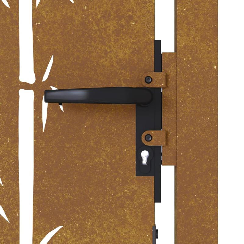 Vidaxl portail de jardin 105x205 cm acier corten design de bambou 153243_5