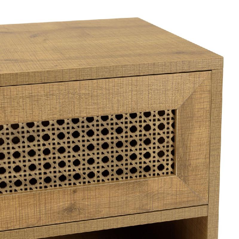 Buffet bas CALINE - 3 niches, 2 portes coulissantes effet cannage, pieds métal noir_5