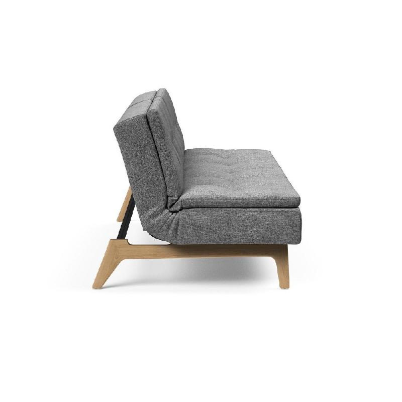 Canapé convertible design Dublexo Eik - tissu Twist Charcoal - pieds chêne naturel - 210x115 cm_5
