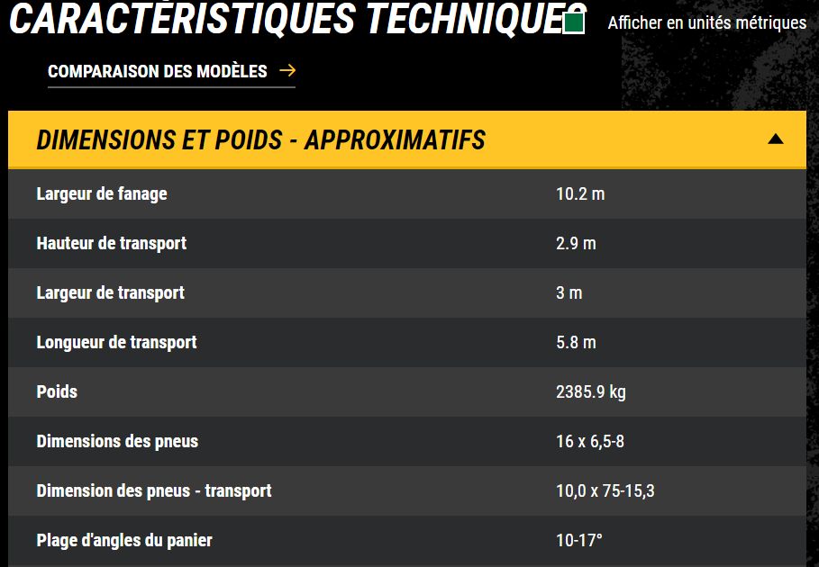 Faneuse TE330 Vermeer - Largeur de fanage 10,20 m - Facilité de transport et séchage rapide_5