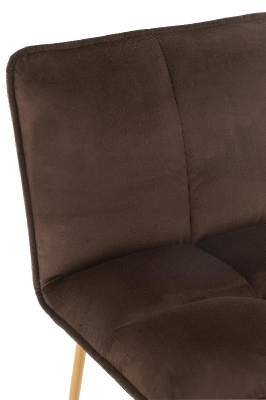 Chaise de bar Ratri - Velours marron foncé - Pieds métal couleur laiton - Confort et design tendance_5