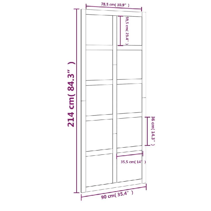 Vidaxl porte de grange blanc 90x1,8x214 cm bois massif de pin 824634_5