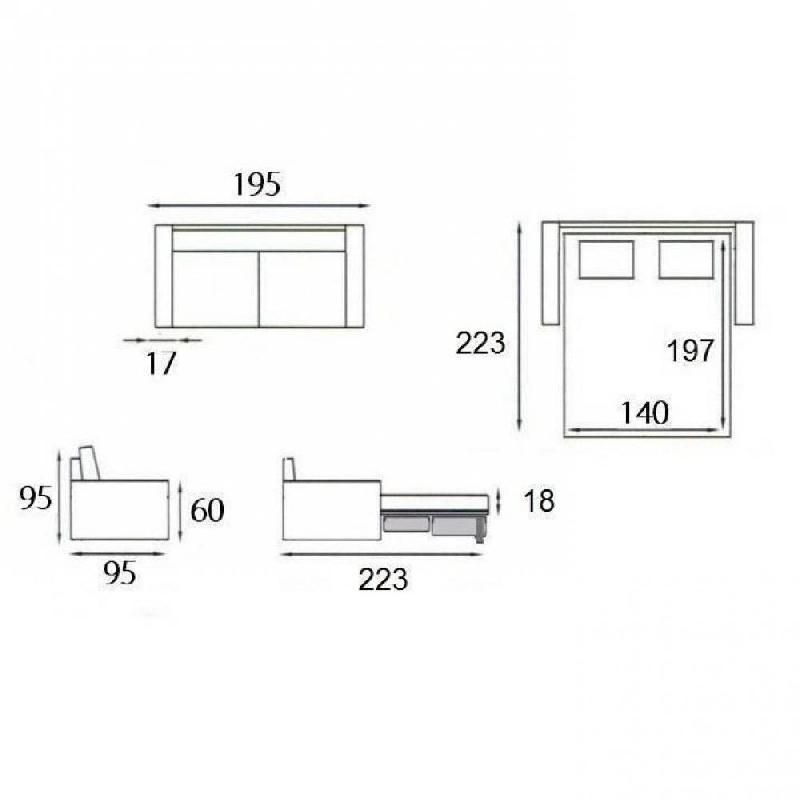 Canapé convertible express Excellence Renatonisi - matelas memory 18 cm inclus - polyuréthane noir - couchage 140x197 cm_5