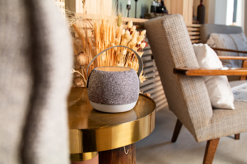 Enceinte Bluetooth - Boîtier ABS recyclé - Tissu RPET - LED - Chargeur sans fil bambou 15W - Batterie 1200 mAh_5