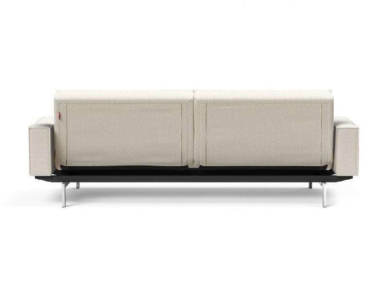 Innovation Living - Canapé Splitback pieds chromés avec accoudoirs - Convertible lit 115x210 cm - Tissu bouclé Off White_5