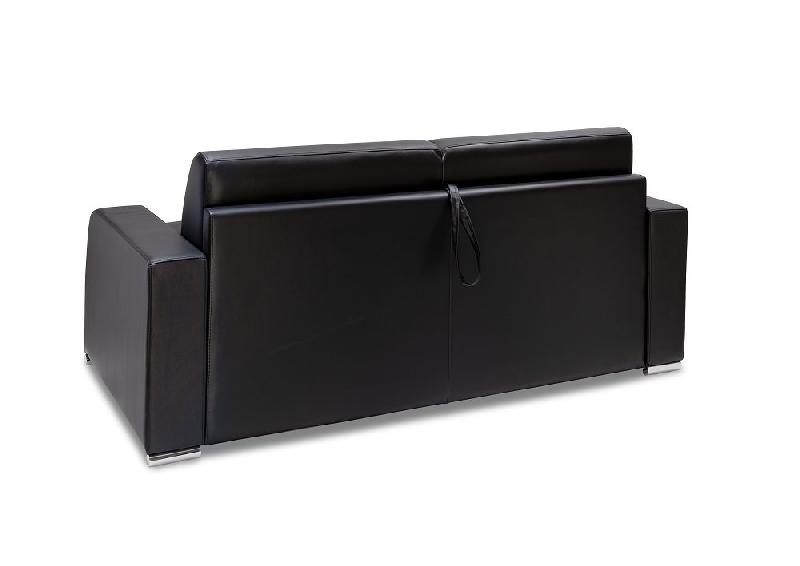Canapé convertible express Sofia Edition 120 cm - Cuir noir Cayenne - Matelas 16 cm haute résilience_5