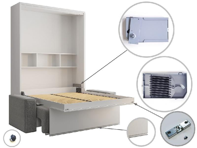FALCON SOFA - Armoire lit escamotable avec canapé et rangements intégrés - Couchage 140 x 200 cm - LED et sommier 34 lattes_5