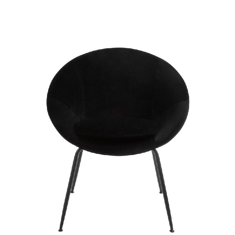 Chaise TROE ronde - Noir - Design rétro avec accoudoirs - Structure métal - Assise tissu et mousse_5