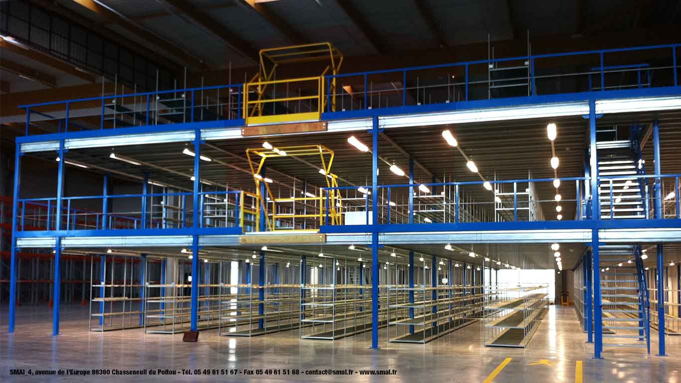 Plateforme / mezzanine sur 2 niveaux - Grandes portées - Charge jusqu'à 1000 kg/m²_5
