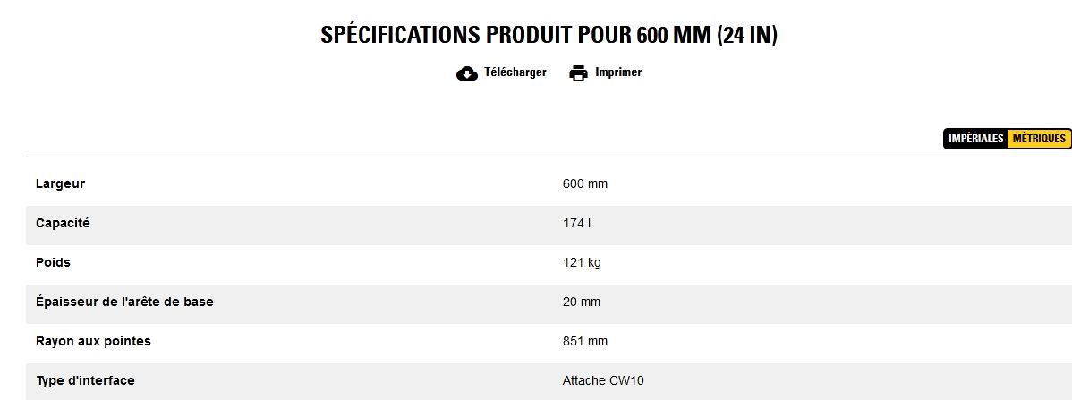 Godet d'excavation-mini-pelle - caterpillar finance france - 600 mm (24 in) - poids 121 kg_5