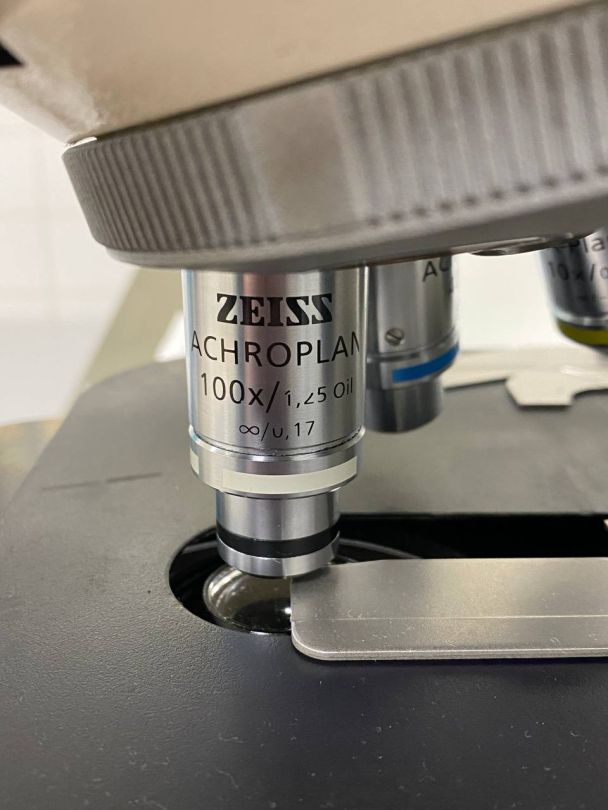 Microscope à immersion d'occasion de laboratoire médical - Axioskop 40 Carl Zeiss - configuration complète avec 4 lentilles_5