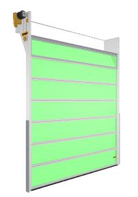 Porte sectionnelle adaptée aux contraintes de linteau réduit