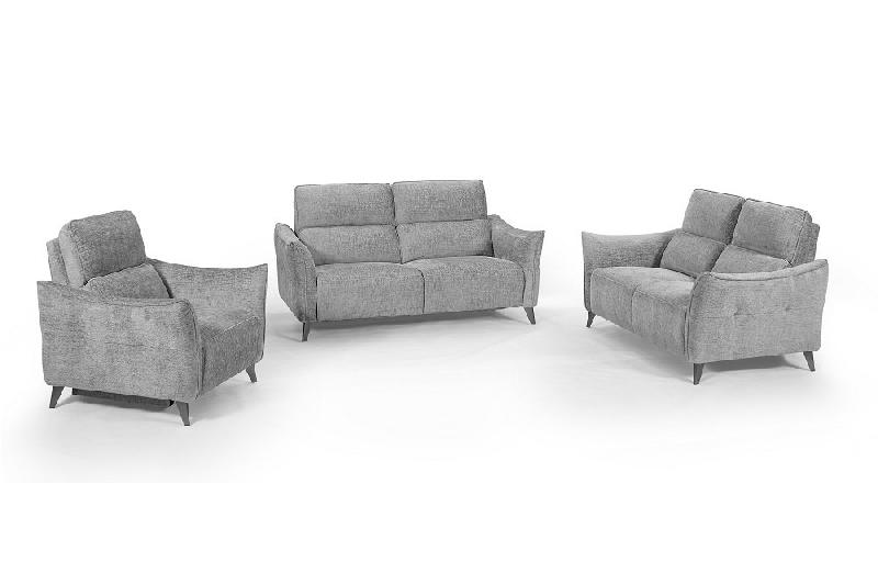 Canapé 3 places ATTITUDE - 2 relaxations électriques - Têtière réglable à 10 crans - Tissu chenillé gris argent_5