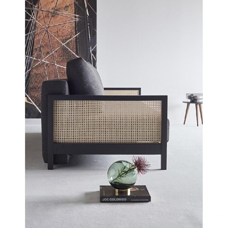 Canapé design Art Déco convertible Narvi - Innovation Living - lit 200x140 cm - tissu Kenya dark grey_5