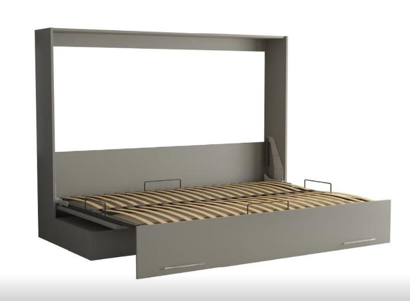 Armoire lit escamotable VERTIGO SOFA gris - canapé 4 coussins - couchage 160x200 cm_5