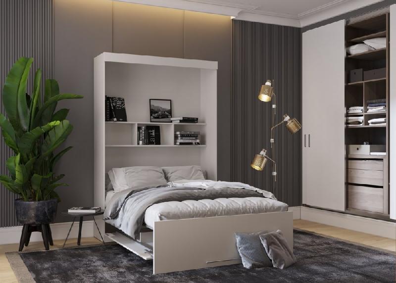 Lit escamotable Santorin 140x190 cm - Mécanisme Sedac Meral - Profondeur 50 cm - Gris mat_5