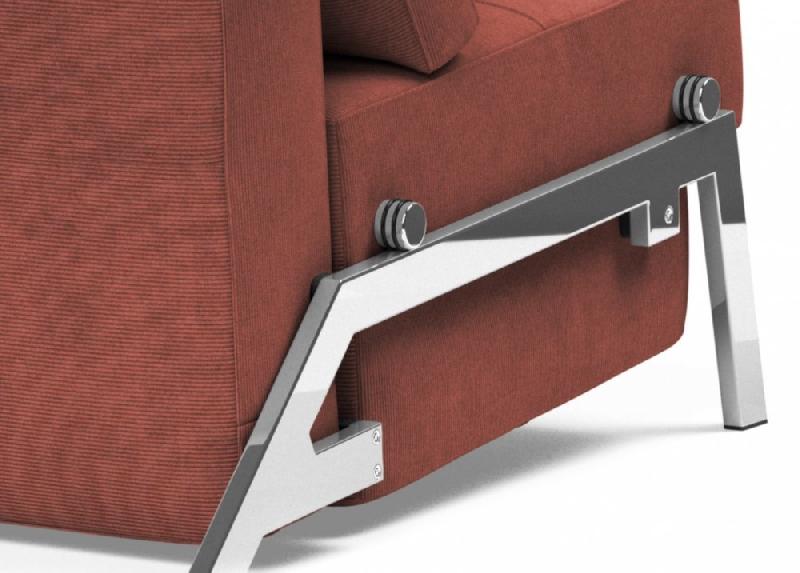 INNOVATION LIVING - Canapé design convertible Cubed 02 Chrome 200x140 cm - Tissu Cordufine Rust_5