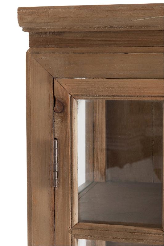 Buffet vaisselier Dara - 2 portes vitrées, 3 tiroirs, bois massif naturel et verre trempé_5