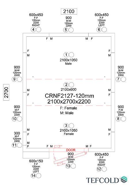 Chambre froide négative 8,97 m3 (2100 x 2700 x 2200 mm) avec monobloc de paroi_5