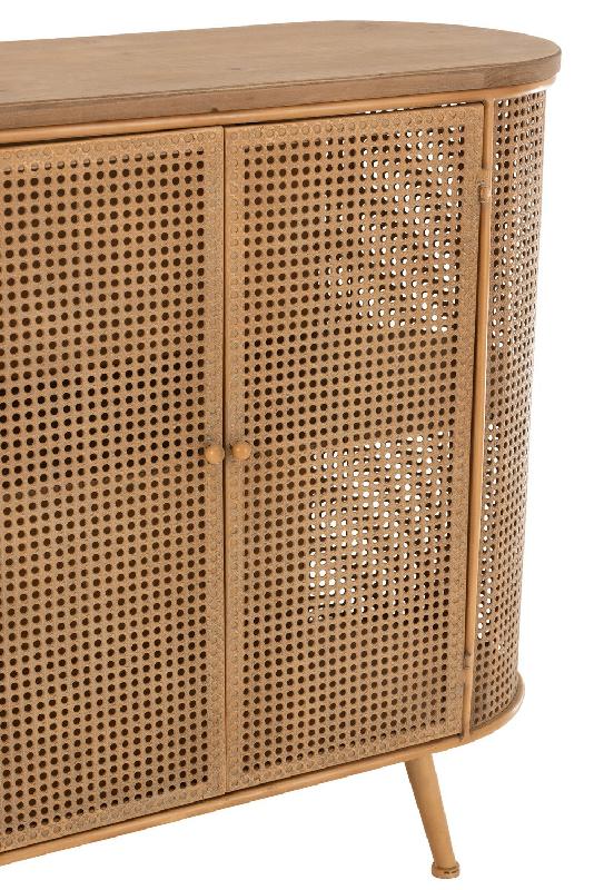 BUFFET ARRONDIE RIVO 2 PORTES EN ROTIN, BOIS NATUREL, MÉTAL_5