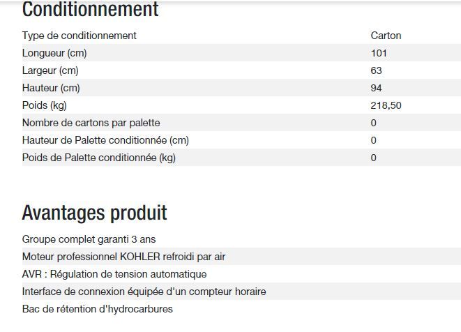 Diesel 6500 ta silence avr c5 groupe électrogène - kohler - puissance max (kw) 5.20_5
