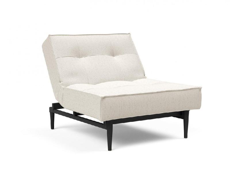 Innovation Living - Fauteuil Splitback Styletto convertible en lit 90x115 cm - Pieds fuseau noir - Tissu bouclé Off White_5