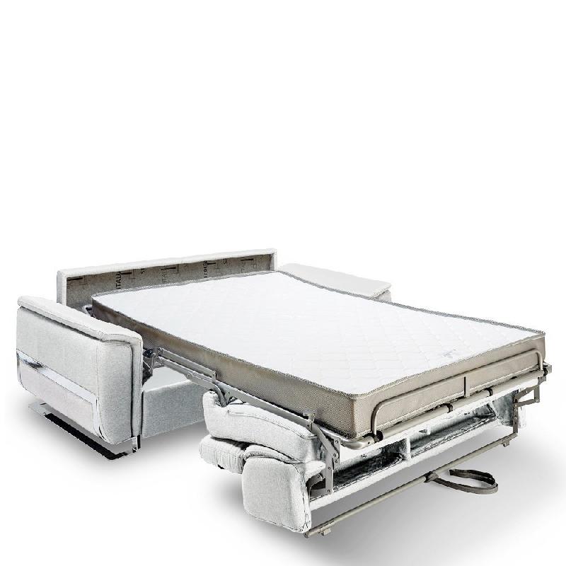Canapé convertible express Réaumur - 140 cm - Matelas 16 cm - Pieds luge - Cuir vachette blanc cassé_5