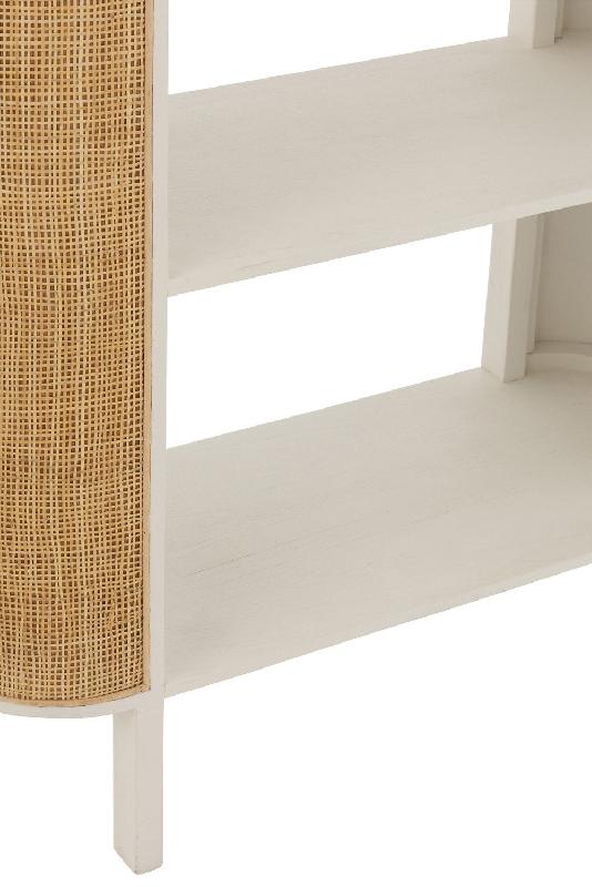 Étagère RARY en bois exotique blanc et rotin naturel - 4 planches - capacité 50 kg - L100 x H190 x P40 cm_5
