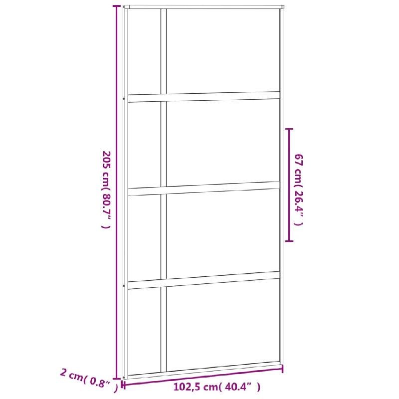 Vidaxl porte coulissante noir 102,5x205 cm verre trempé aluminium 155230_5