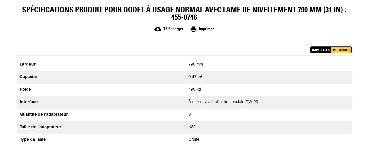 455-0746 godet d'excavation à usage normal avec lame de nivellement - caterpillar finance france - 790 mm (31 in) - poids 490 kg_5