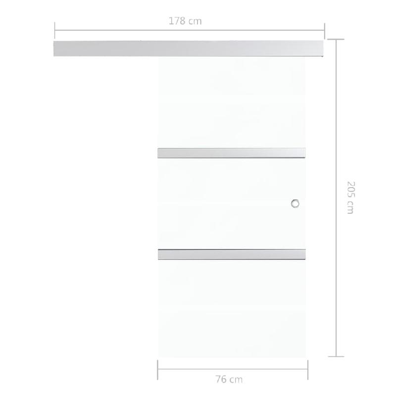 Vidaxl porte coulissante verre esg et aluminium 76x205 cm argenté 288058_5