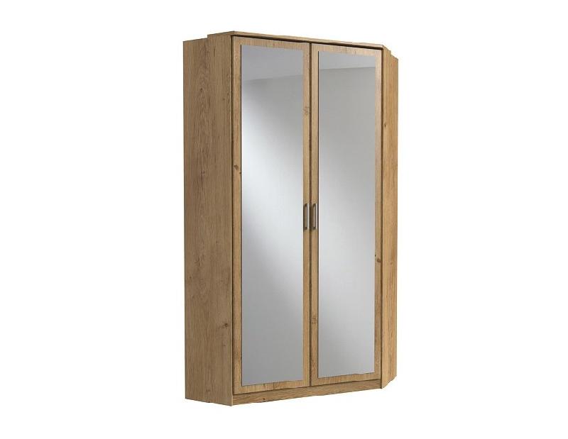 Composition d'angle rangement dressing Laval - 304 x 260 cm - Hauteur 239 cm - Finition chêne poutre et blanc_5